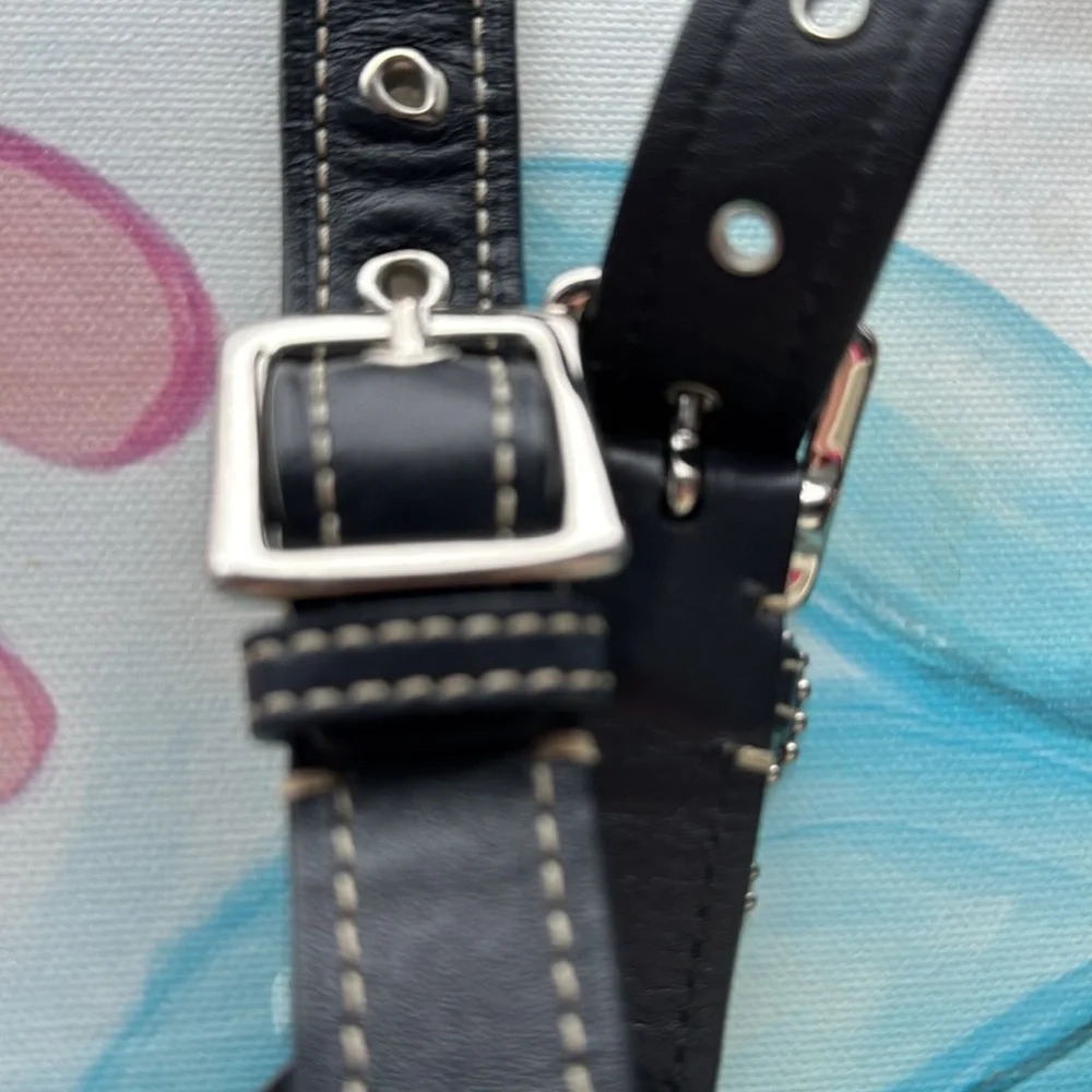 COACH pebbled leather bag white and black